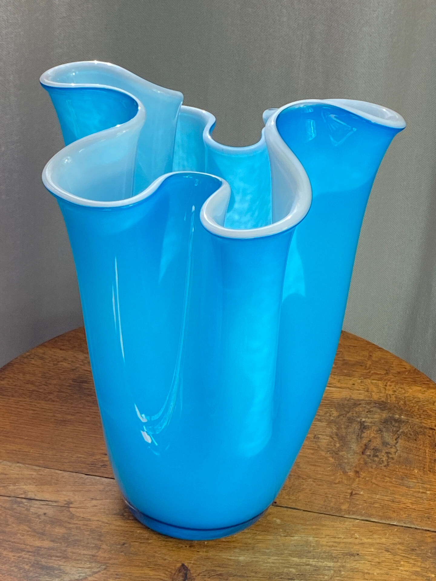 Large multi-layer glass handkerchief vase