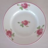 Vintage Vista Alegre 4 Dessert Porcelain Plates Hand Painted with Pink Rose