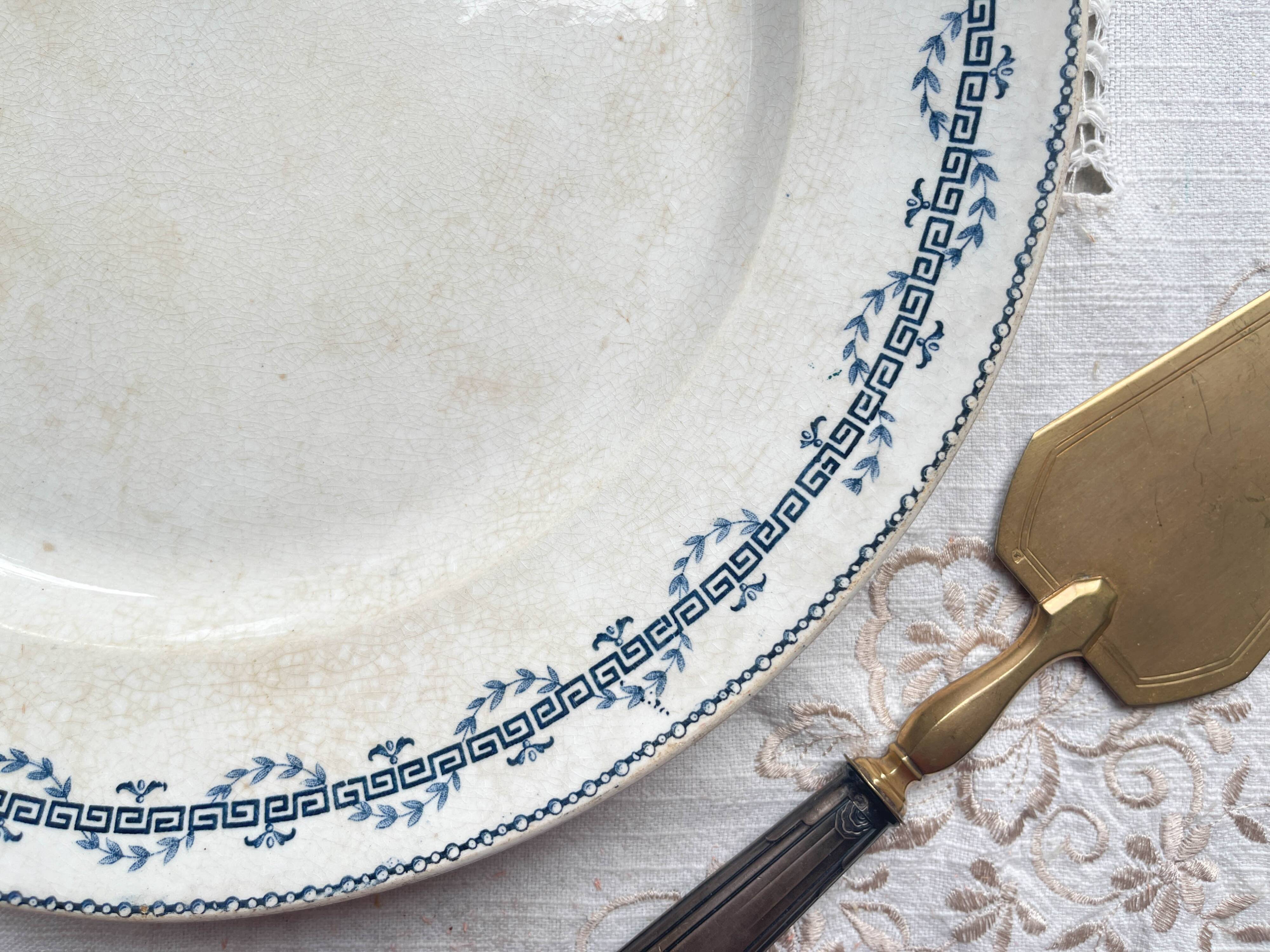 Vintage round ironstone dish, Gien Austerlitz model, made in France