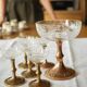 5+1 engraved crystal cups with gilded bronze - Louis XVI style, 19th century