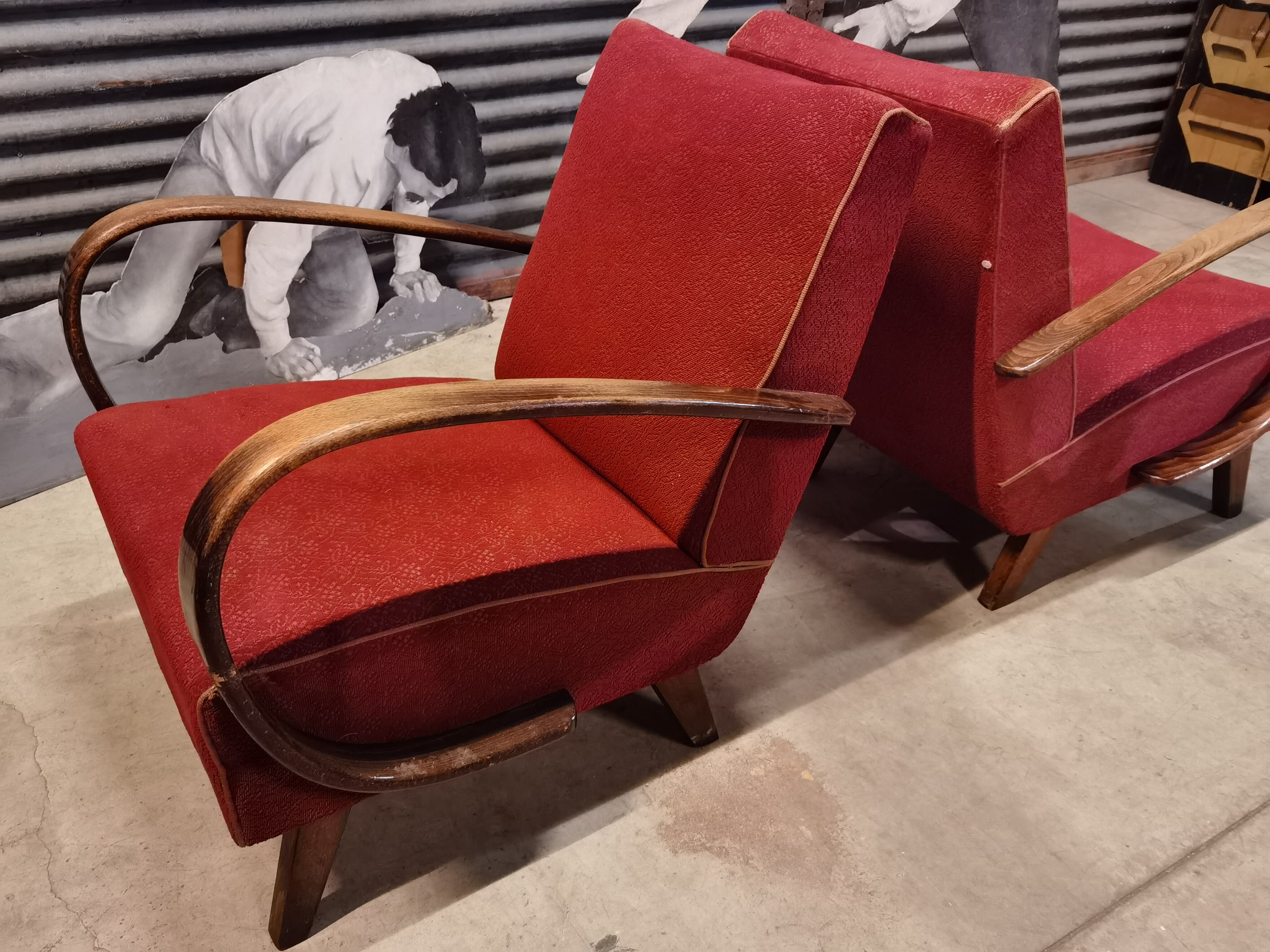 Pair of H 410 armchairs by Jindřich Halabala for Up Zavody