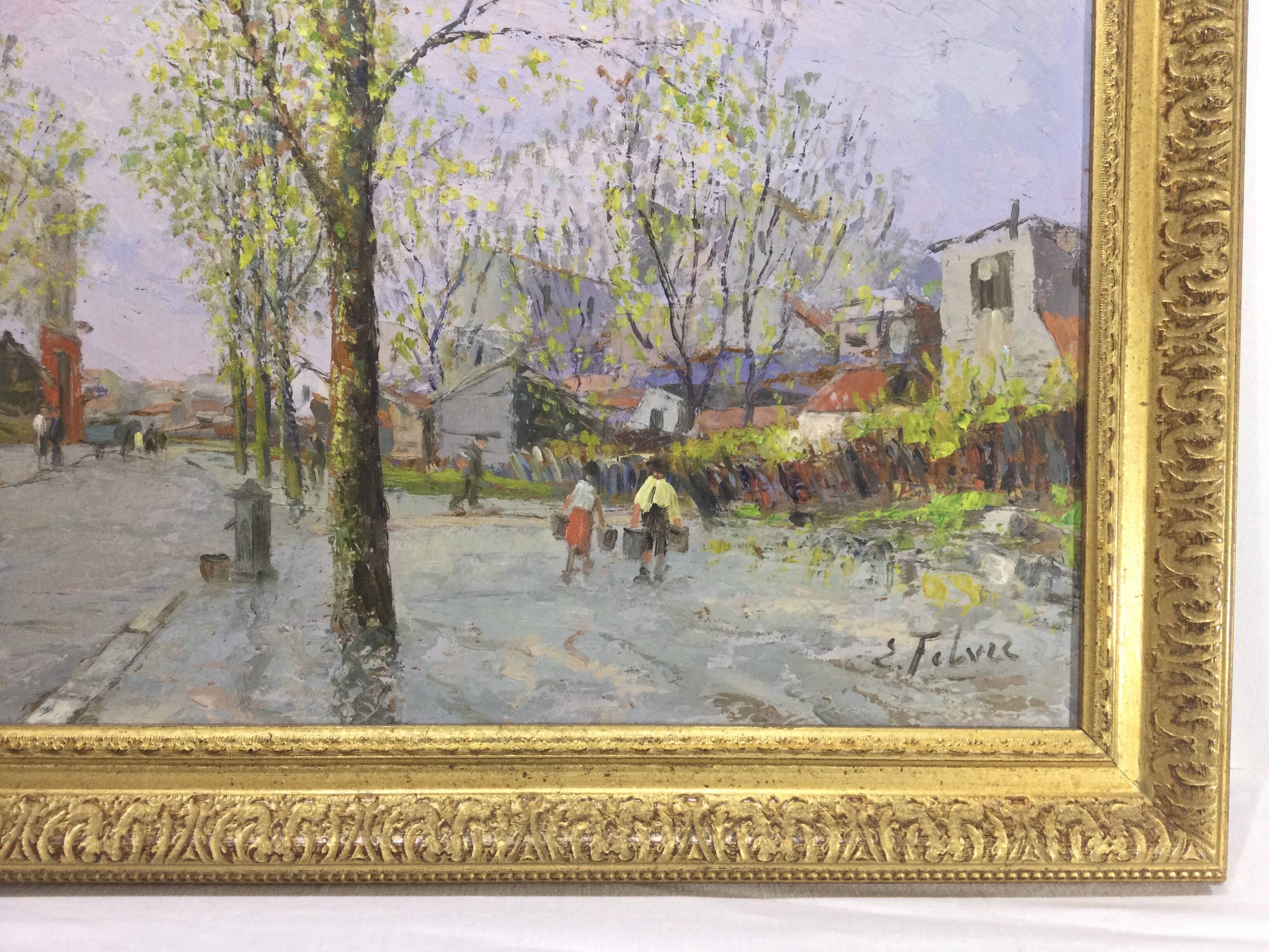 E. Febvre - Oil On Panel “Street Scene”