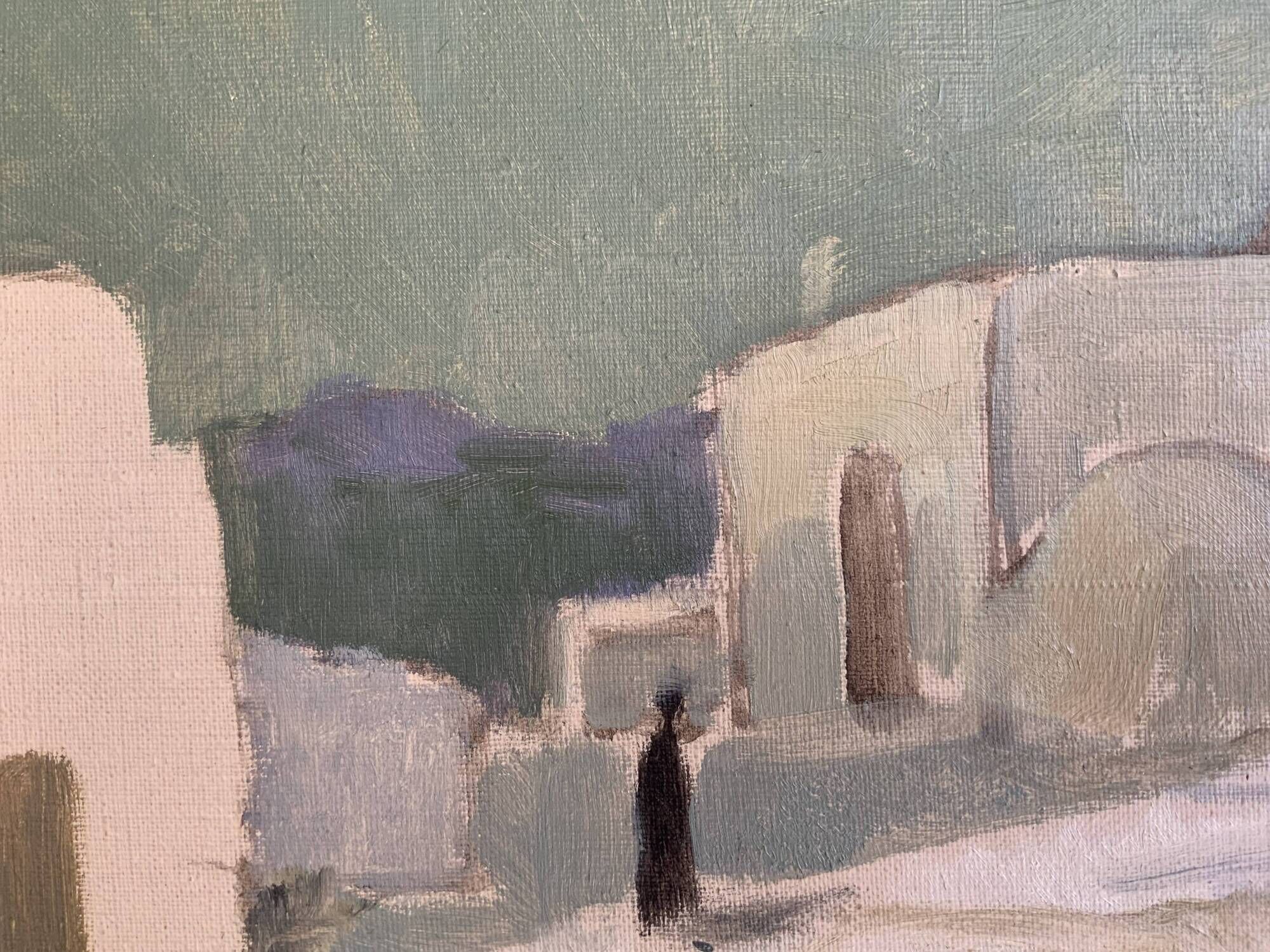 Vintage Swedish modernist oil on canvas "Ibiza" by Uno Bornemark 1953