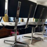 Metal chairs with black faux leather from the 1980s.