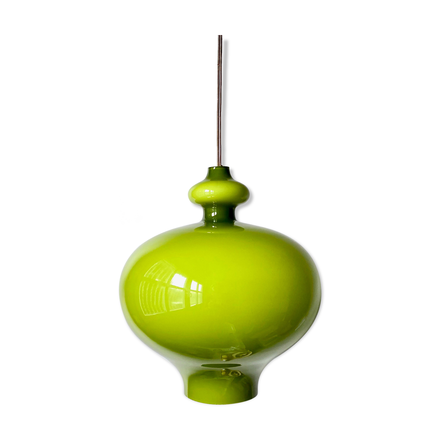 Vintage lamp, green opal glass hanging lamp, mid century interior, scandinavian design, 60's 70's