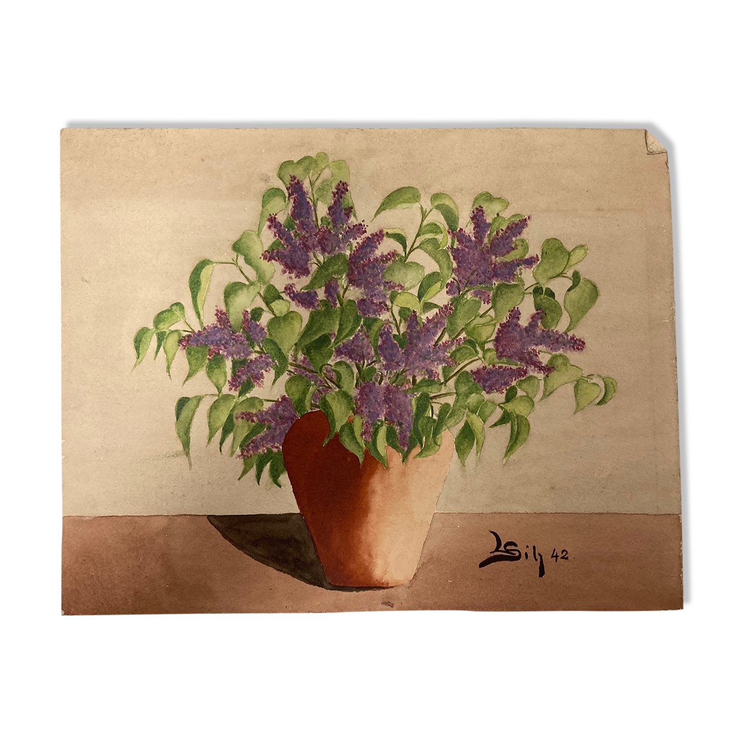 Watercolor bouquet lilac vintage