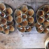 Assiettes d’huîtres Sarreguemines barbotine