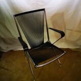 Chromed metal armchair with black scoubidous 1960