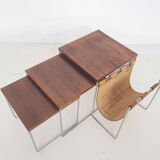 Mid-century rosewood and leather mimiset by Brabantia, The Netherlands 1950