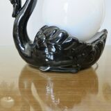 "Black swan" lamp in ceramic and opaline, 70s-80s