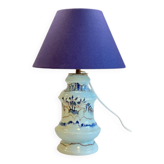 Lampe chic en céramique bleue vintage