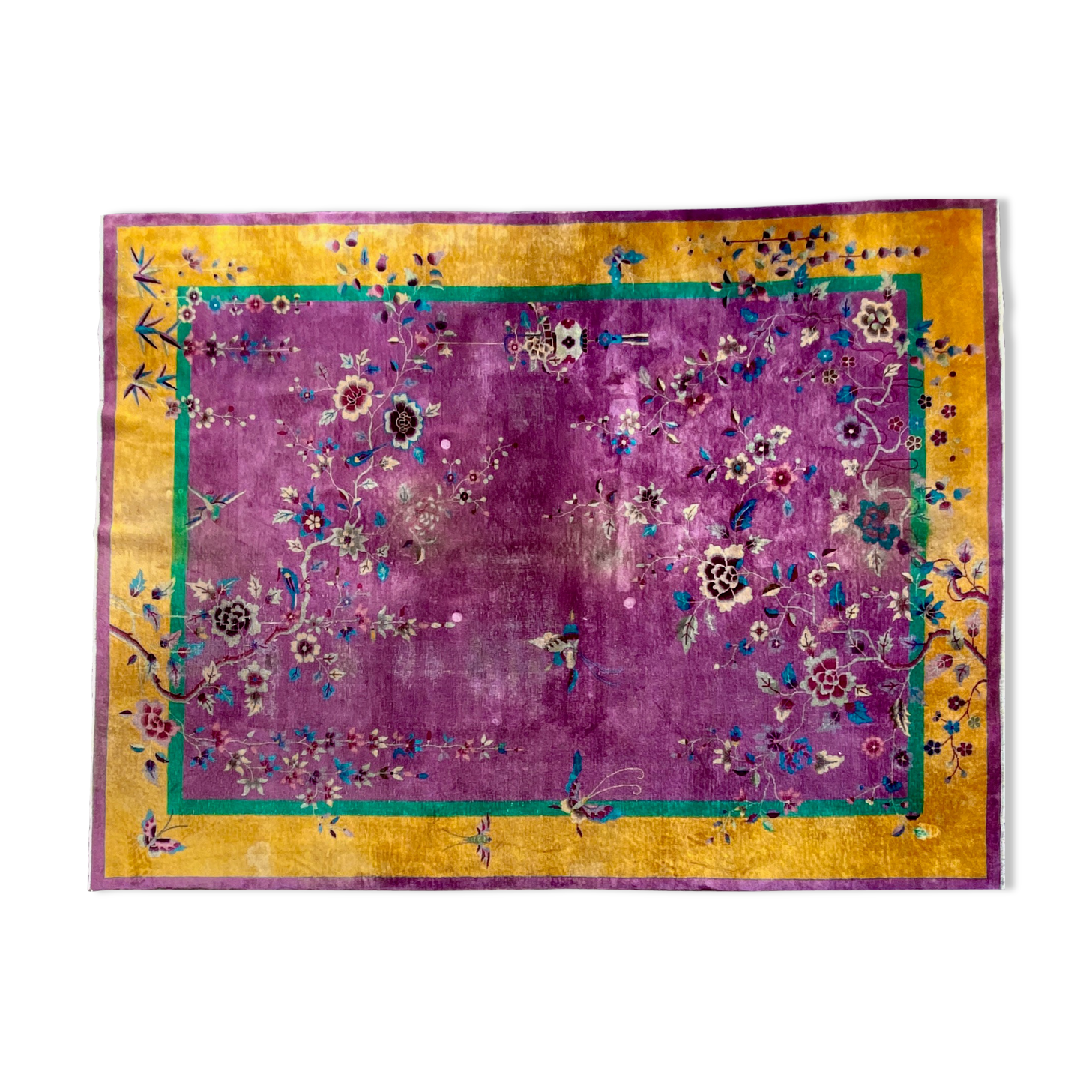 Chinese carpet in pure wool. Old 1920 . 272cm x 342cm