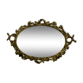 Plateau centre de table bronze doré XIX ème miroir mercure