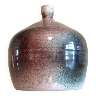 Vase boule soliflore en ceramique polychrome, années 70-80