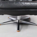 Danish Leather Swivel Lounge Chair by Werner Langenfeld for Esa Møbler, 1960s