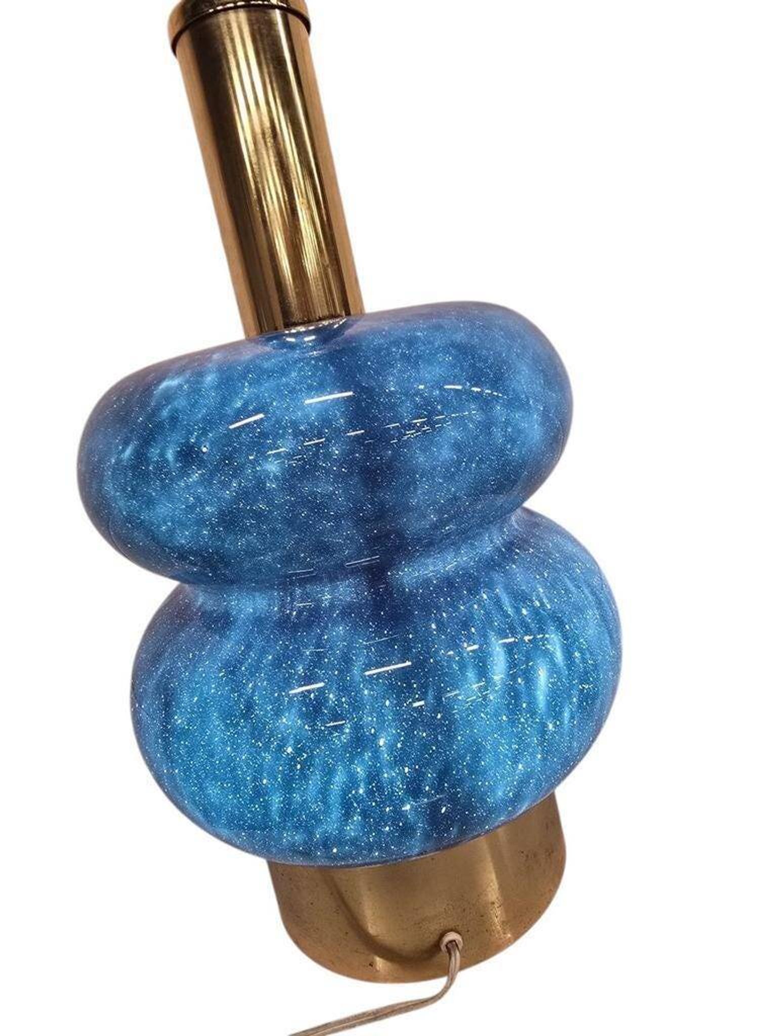 Lampadaire/lampe de table vintage bleue en verre