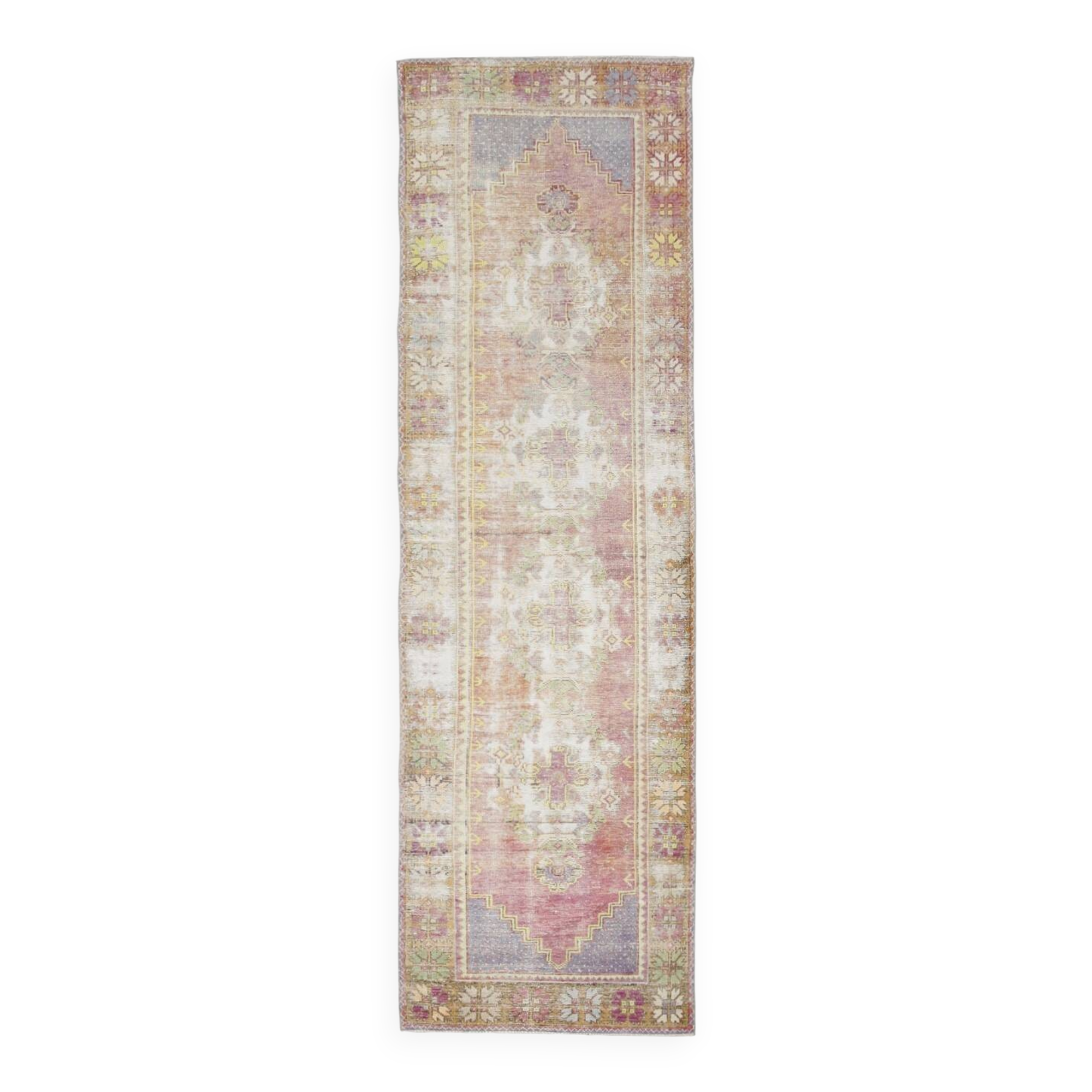 3x10 Aesthetic Geometric Turkish Vintage Runner Rug, 92x316Cm
