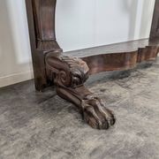Restoration period console in flamed mahogany