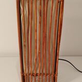 Lampe à poser en osier et lin