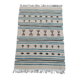 Kilim handmade white carpet in natural wool