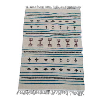 Tapis kilim blanc fait main en laine naturelle
