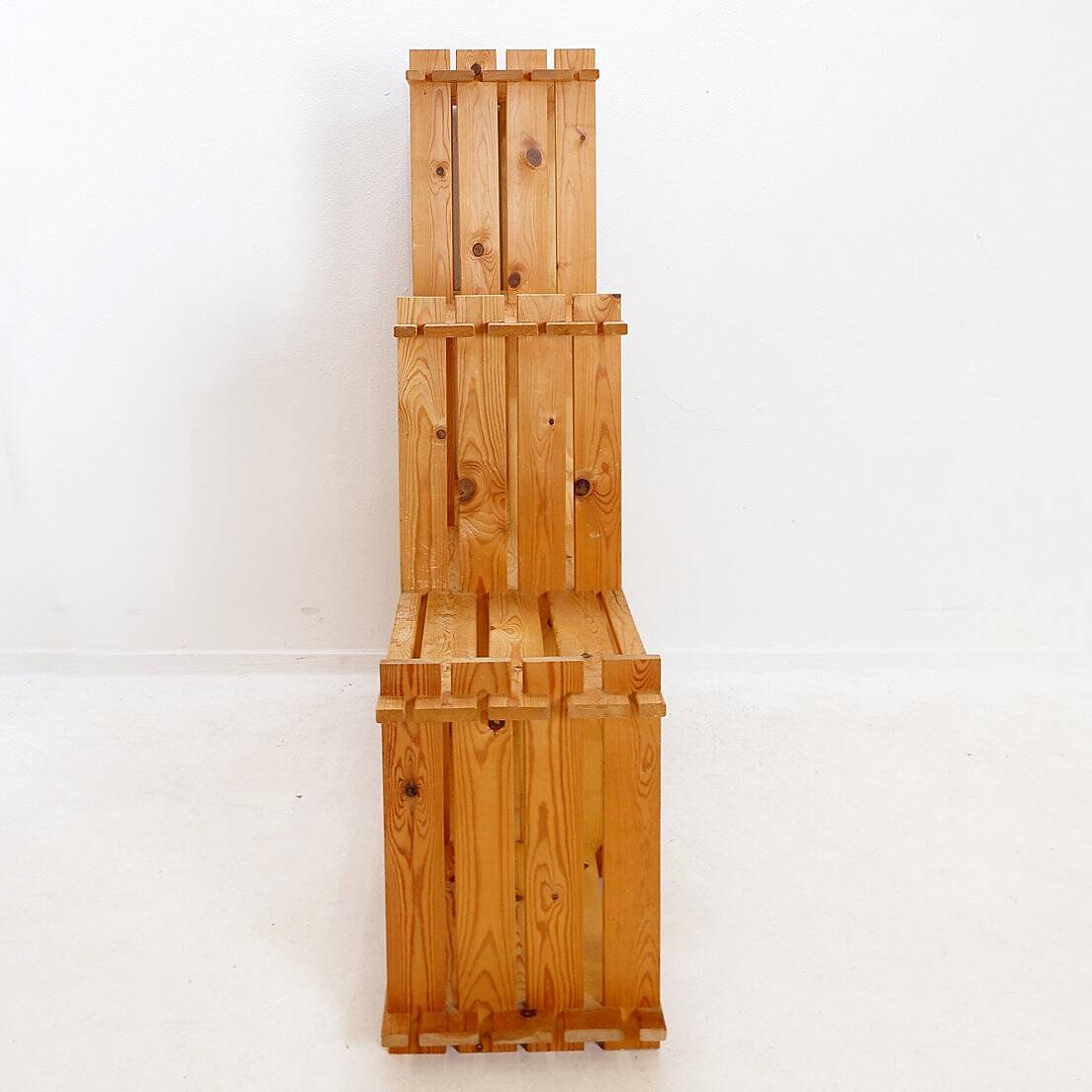 Vintage pine staircase shelf bookcase - Maison Regain style