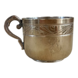 Tasse en métal argenté monogramme LJ
