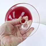 Vintage empoli italian glass red brandy type footed vase