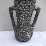 Vintage vase with grey & white skimmer ceramic handles