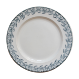 Plat rond en terre de fer décor iris Badonviller