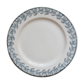 Plat rond en terre de fer décor iris Badonviller