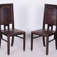 Czech Cubist Chairs in Oak and Red Leather by Josef Gočár, 1910s, Set of 4