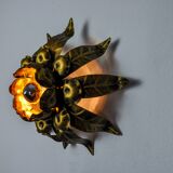 Sun wall lamp by ferro arte, metal and gold leaf, Spain, 1960