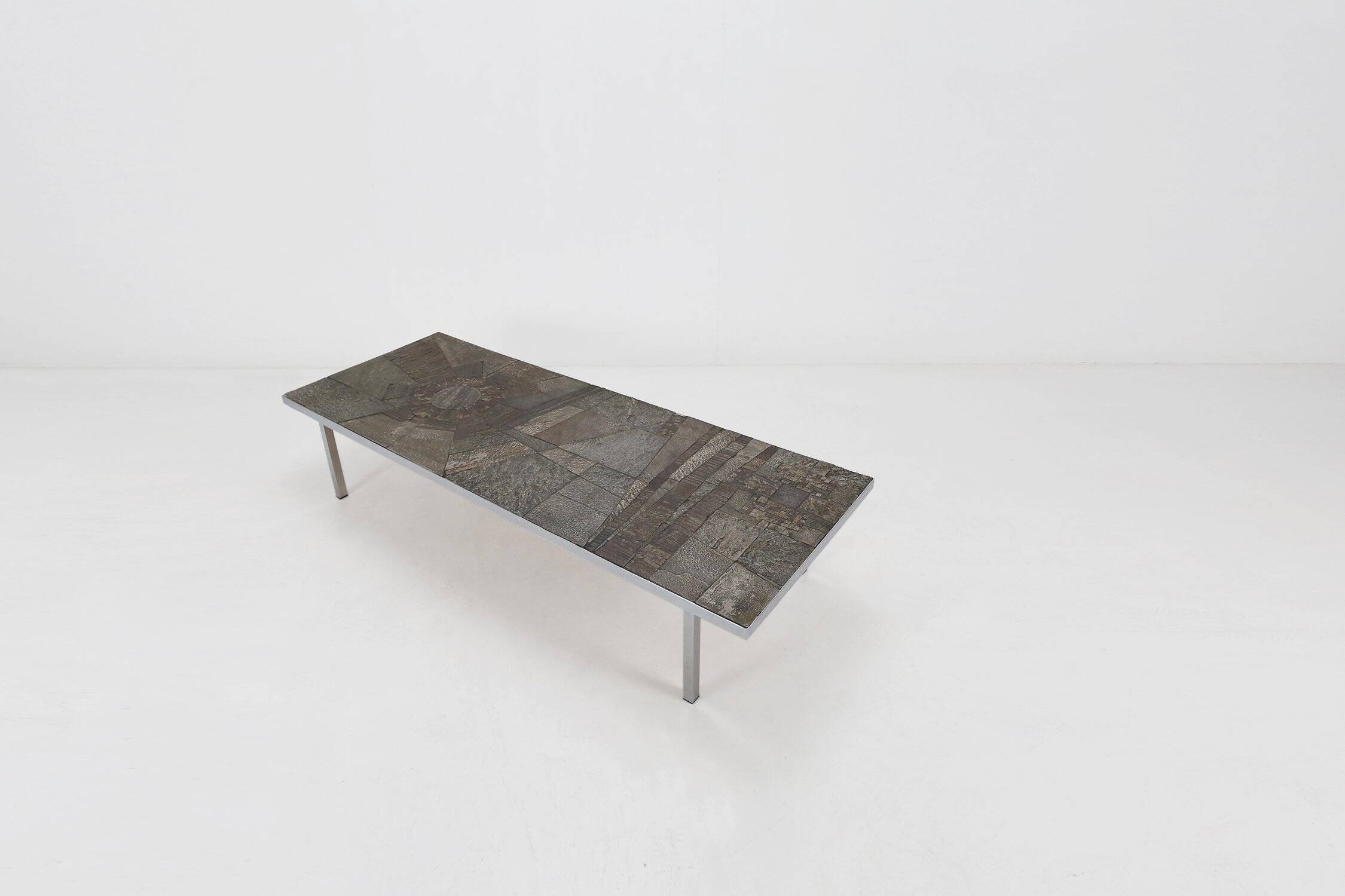 Brutalist Coffee Table Handmade and signed by Pia Manu, 1960s