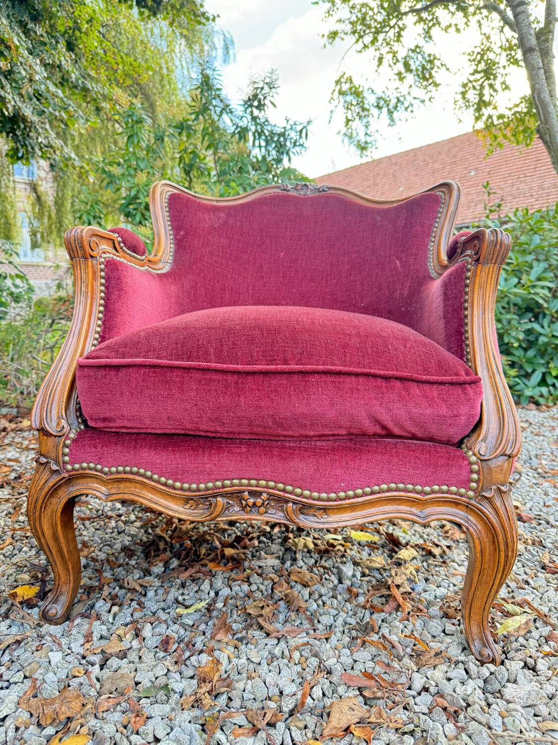 Pair of Louis XV Style Walnut Bergeres, 19th Century