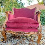 Pair of Louis XV Style Walnut Bergeres, 19th Century