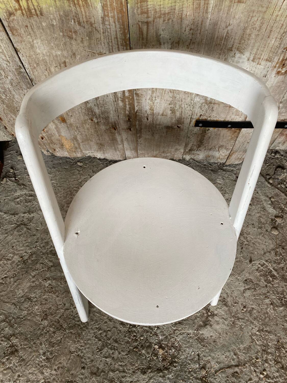Old Baumann chair model Halfa white wood vintage 70s