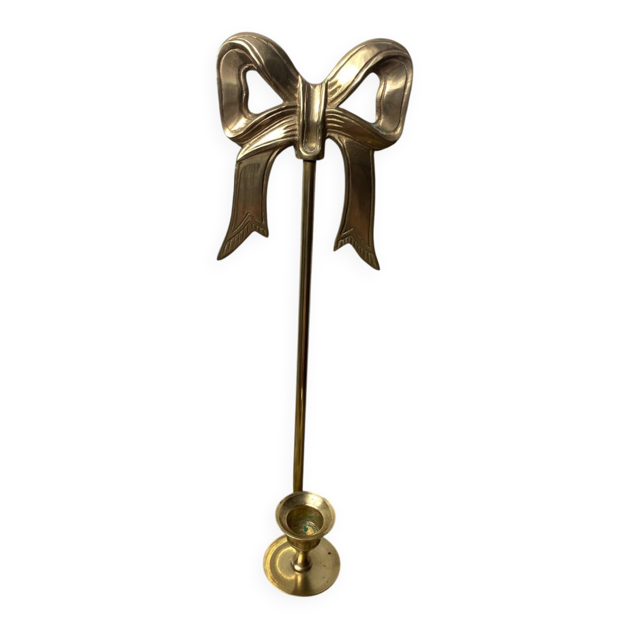 Solid brass bow and ribbon wall candle holder