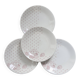 4 vintage dessert plates Sarreguemines - White earthenware with red pattern n