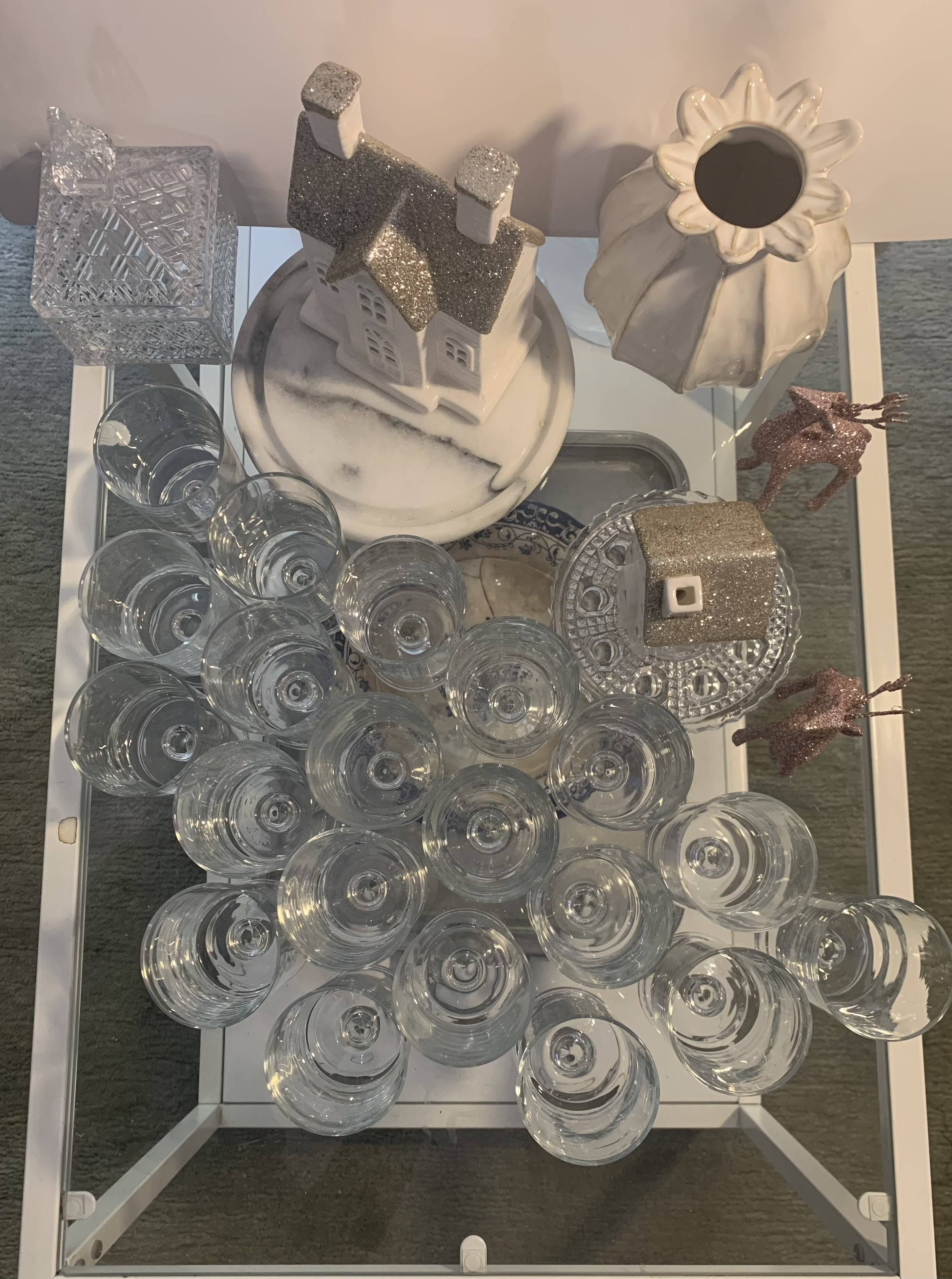 lot of vintage stemmed glasses from the 60s/70s