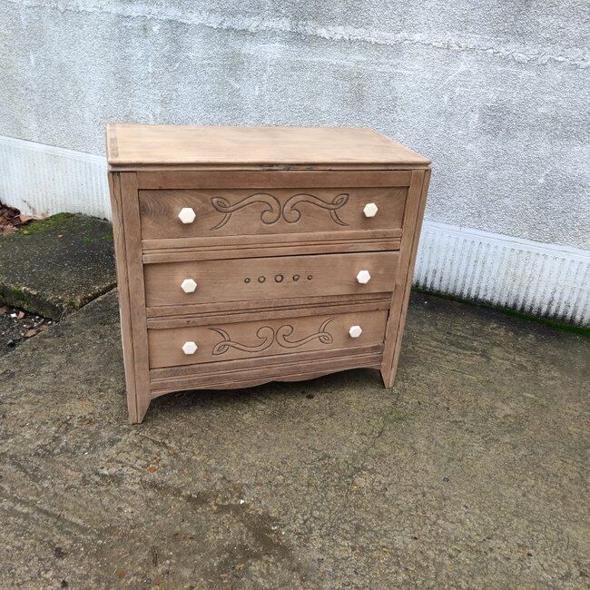 Commode art déco en bois naturel
