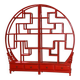 Red shelf with sculpted base