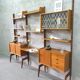 Mid-Century Modular Teak Free-Standing Wall Unit with Desk by John Texmon for Blindheim Mobelfabrik,