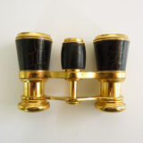 Former pair of theatre binoculars, opera B B Paris brass and leather