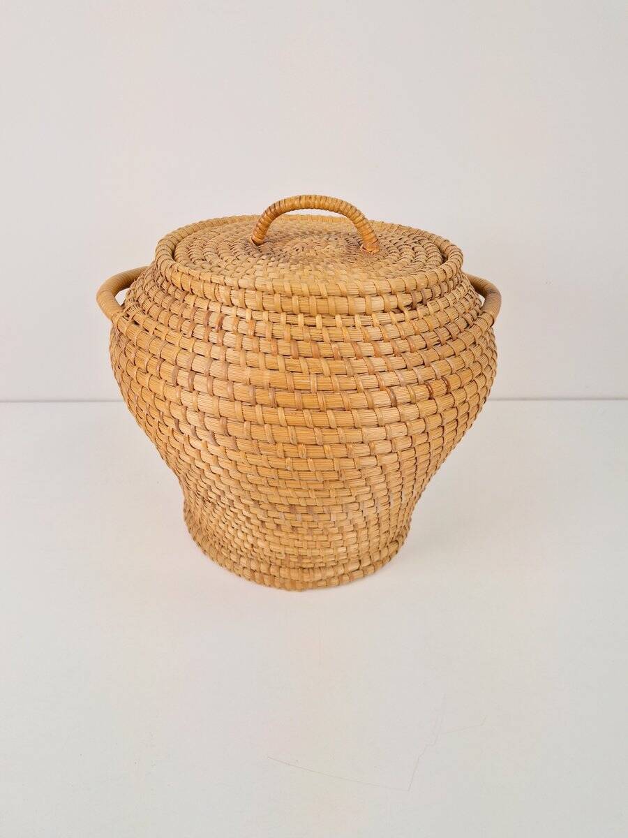Vintage Rush Snake Charmer Lidded Basket, 1960