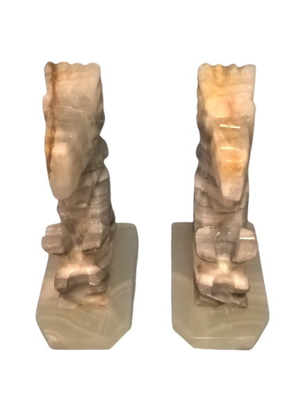 Pair of Aztecs 70's bookends in Agatha - Tellez Mines Serre Hbar - Handmade - Mexico