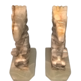 Pair of Aztecs 70's bookends in Agatha - Tellez Mines Serre Hbar - Handmade - Mexico