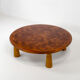 Round parquet coffee table with conical legs, spain