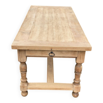 Renovated extendable farmhouse dining table in solid oak, 19th century, 200-300cm.