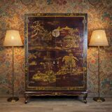 Vintage Chinese cabinet (red/gold) traditional scene bohomian